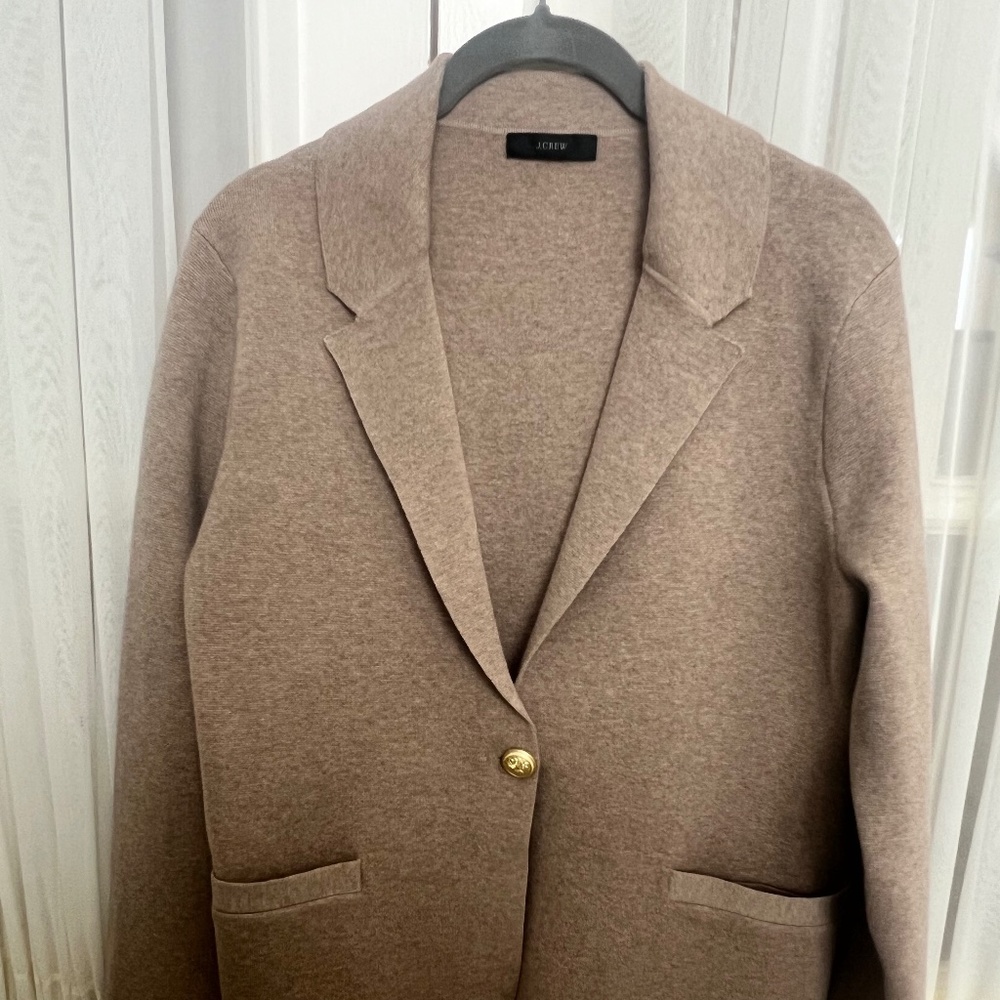 J. Crew Camille shrunken sweater-blazer; HTHR SAND; Small